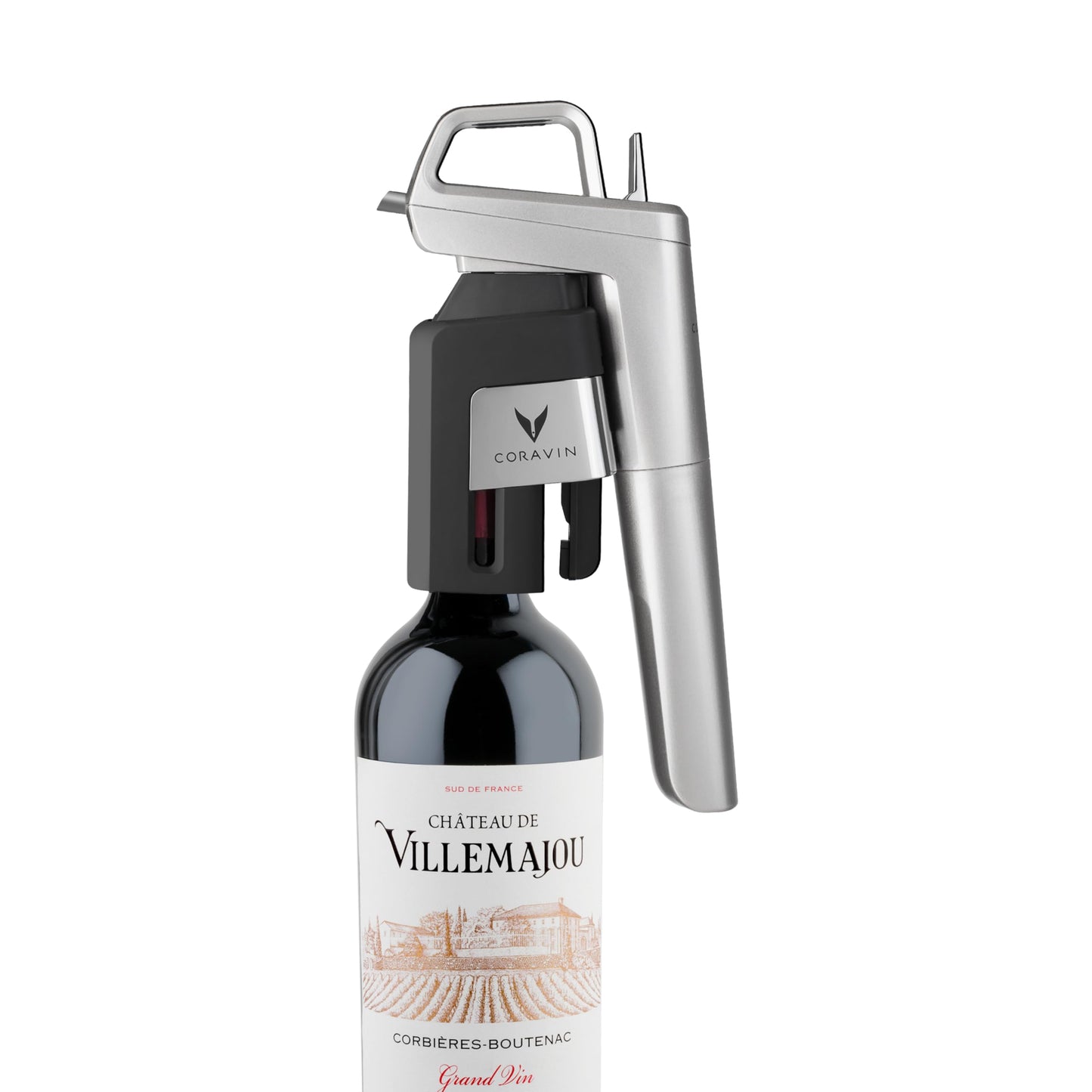 Coravin Timeless Six Plus Wine Preservation System - By-the-Glass Wine Saver - With 3 Pure Argon Gas Capsules, 6 Screw Caps & Wine Aerator - Silver