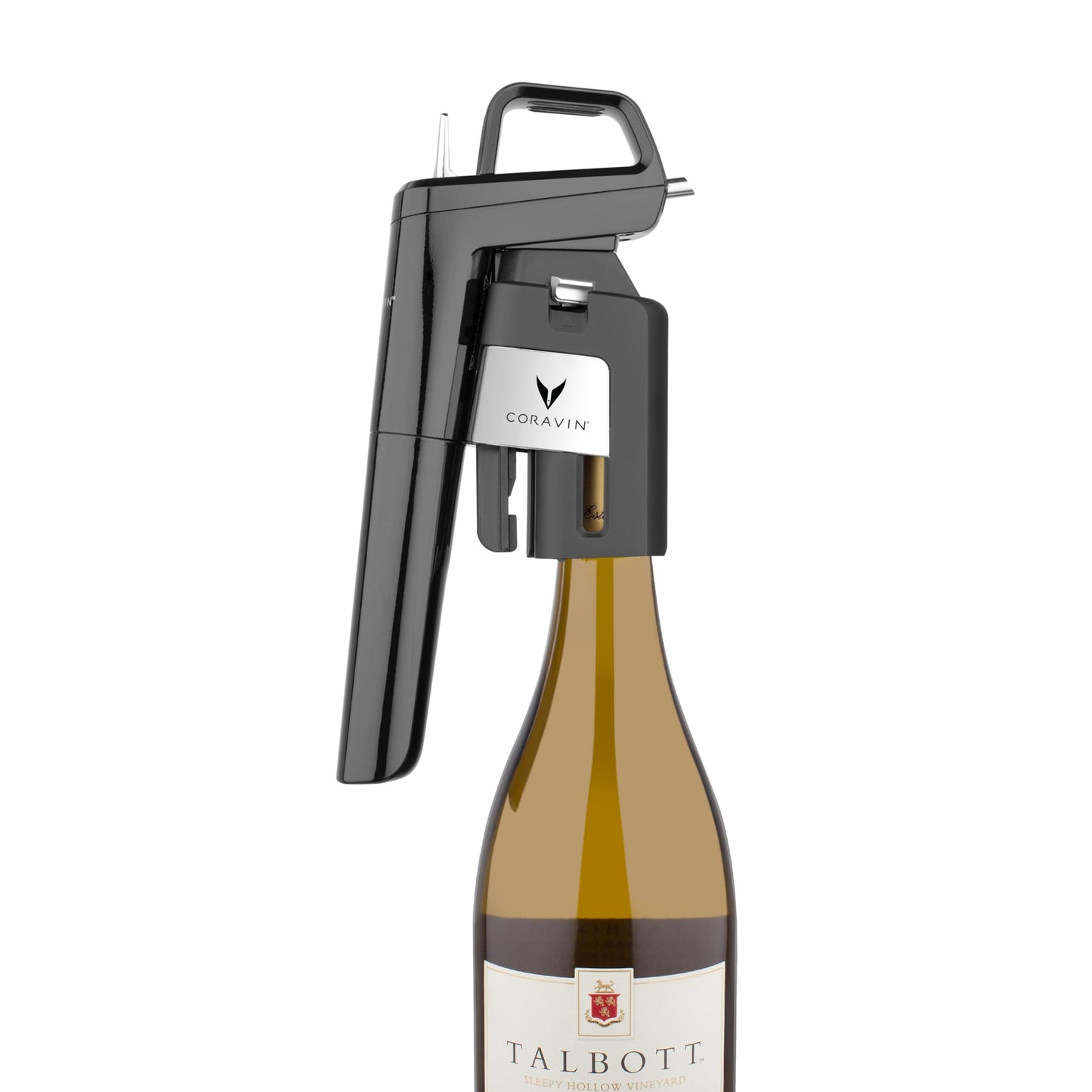 Coravin Timeless Six Plus Wine Preservation System - By-the-Glass Wine Saver - With 3 Pure Argon Gas Capsules, 6 Screw Caps & Wine Aerator - Piano Black