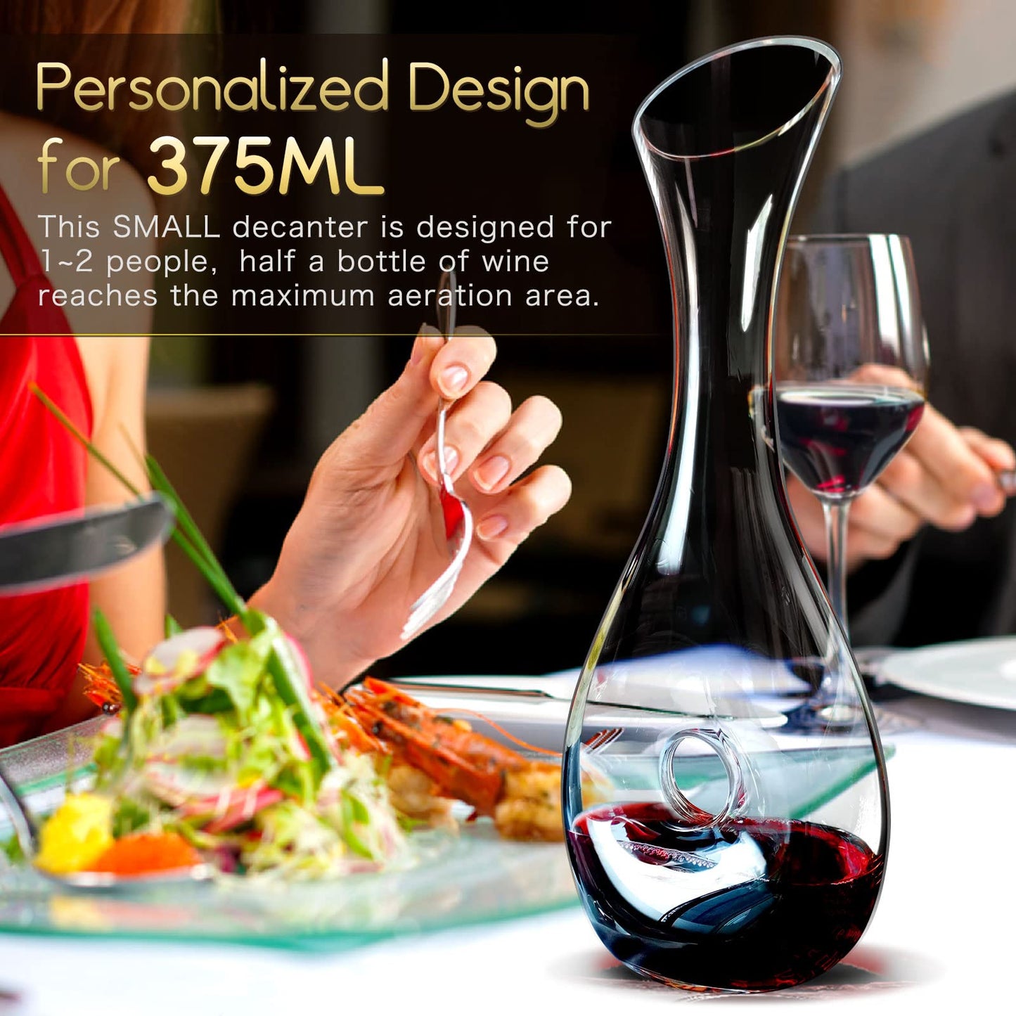 NUTRIUPS Wine Decanter with Stopper, Hand Blown Wine Carafe, Pierced Decorative Snail Decanter with Brush