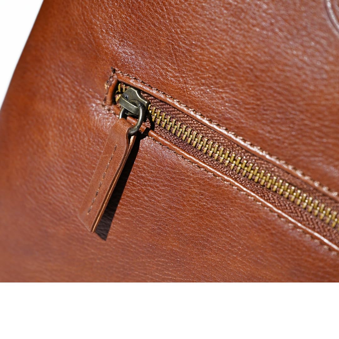 Argali Wines Premium Collection Genuine Leather Wine Tote Bag - Holds 2 Bottles, Phone Compartment Elegant Gift for Men & Women, Luxury Wine Carrier with Zipper Pocket (Brown)