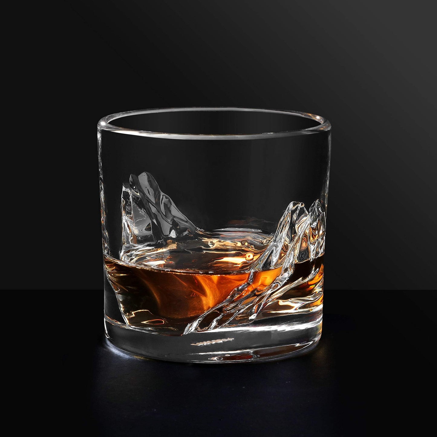 LIITON Grand Canyon Heavy Crystal Whiskey Glasses Gift Set of 4, Thick Freezable Bourbon Glass 1lb Each, Premium Whiskey Gifts for Men, Frozen Crystal Chills Cocktails, 10 oz