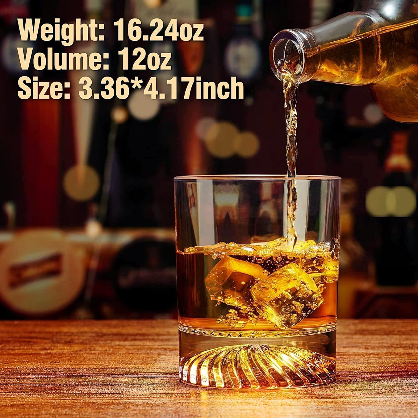 OPAYLY Whiskey Glasses Old Fashioned Glasses Set of 6 12oz Rocks Glasses Gift for Men Women Drinking Bourbon Scotch Cocktails Rum Cognac Vodka at Home Bar