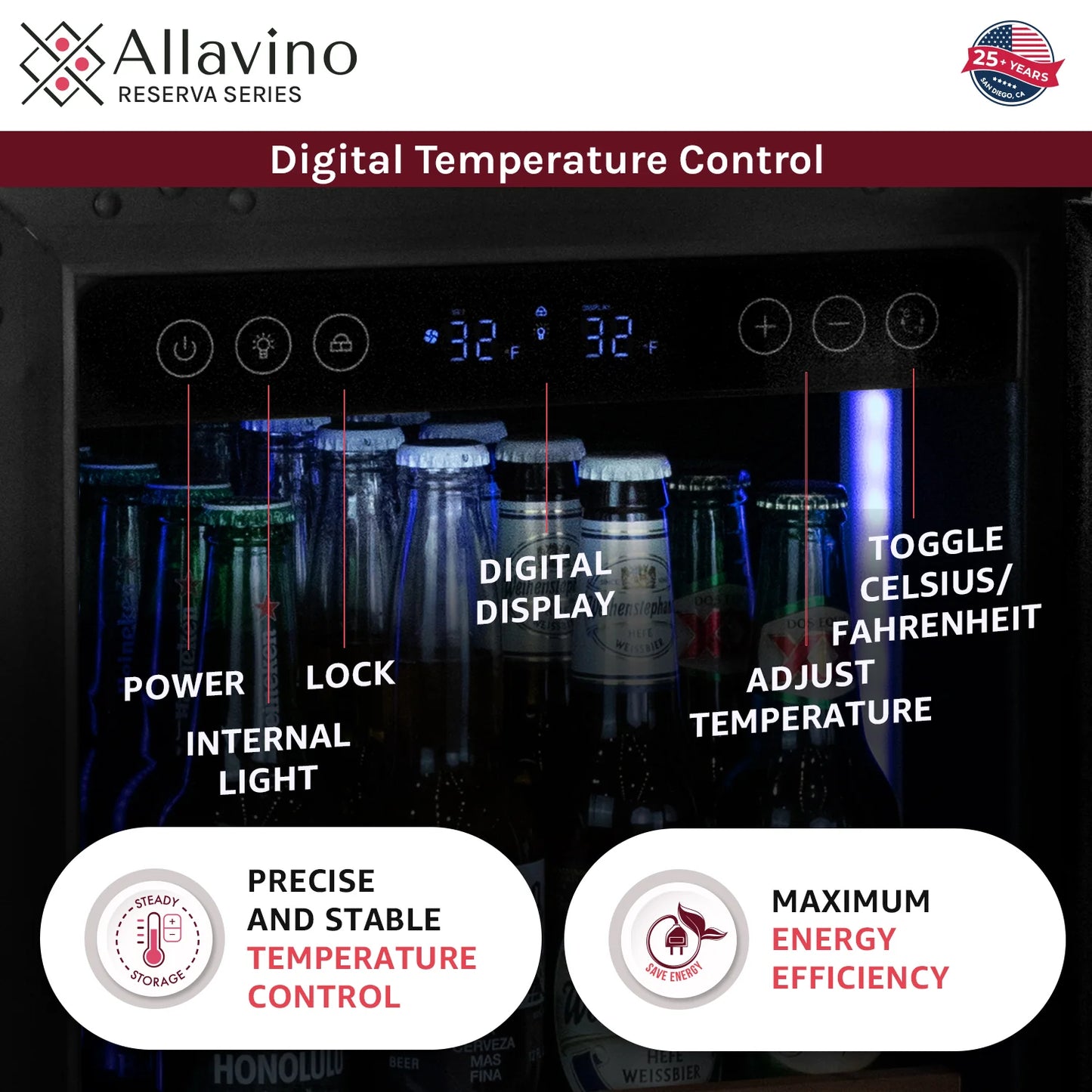 Allavino 15" Wide Reserva Series Stainless Steel Beverage Center