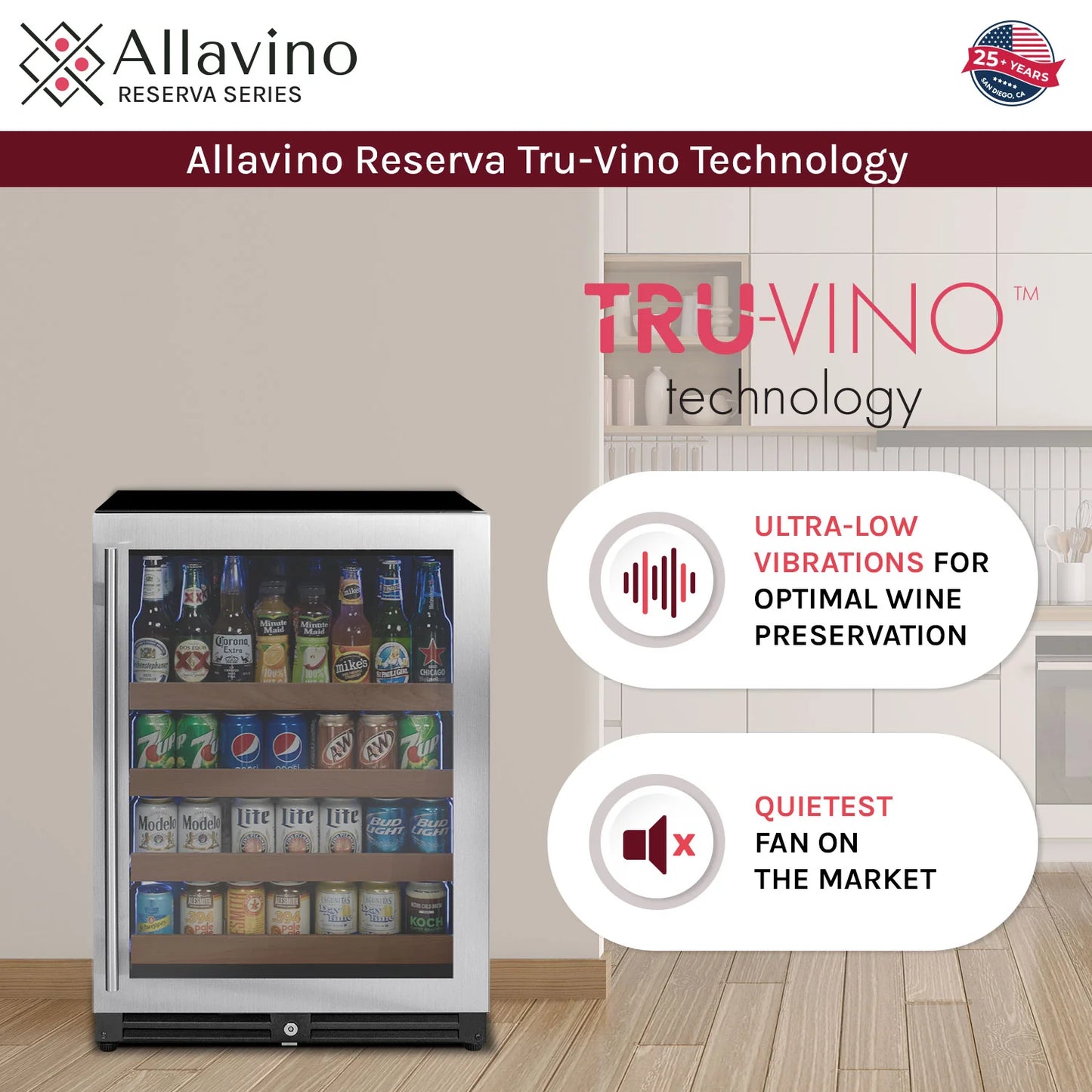 Allavino 24" Wide Reserva Series Stainless Steel Beverage Center