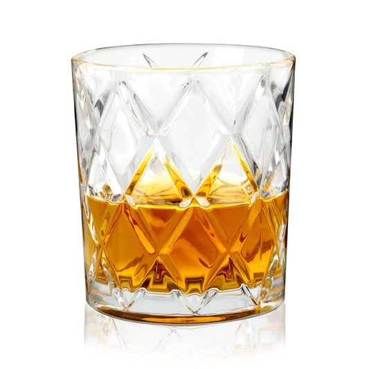 Scotch 11 oz Diamond Cut Tumbler Glasses, Set of 4