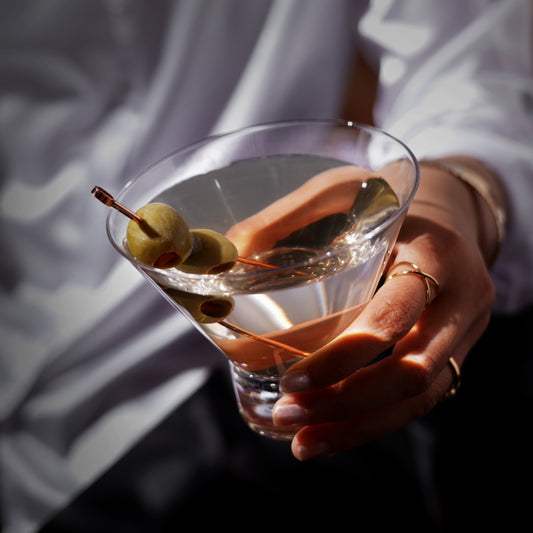 Raye Heavy Base Crystal Stemless Martini Glasses Set of 2