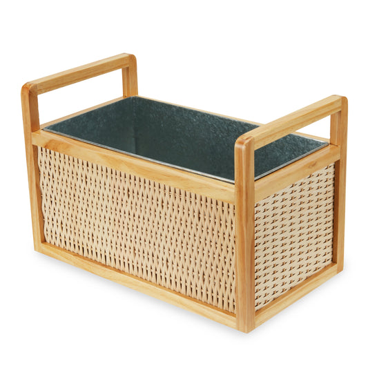 Rattan & Wood Beverage Tub