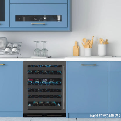 Allavino Reserva Series 50 Bottle 34" Tall Single or Dual Zone Black Stainless Steel Wine Cooler Refrigerator