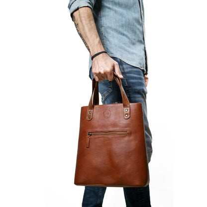 Argali Wines Premium Collection Genuine Leather Wine Tote Bag - Holds 2 Bottles, Phone Compartment Elegant Gift for Men & Women, Luxury Wine Carrier with Zipper Pocket (Brown)