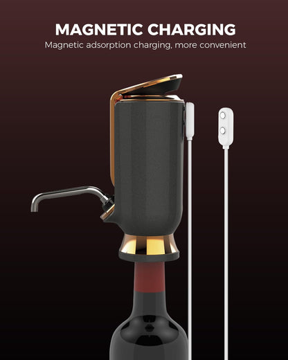 Newise Luxurious 3-in-1 Electric Wine Aerator, Decanter, Dispenser & Vacuum Pump. Touch Screen LED Display - Wine Preservation System with Temp Monitor, Gift for Wine Lovers Women Men (Black)