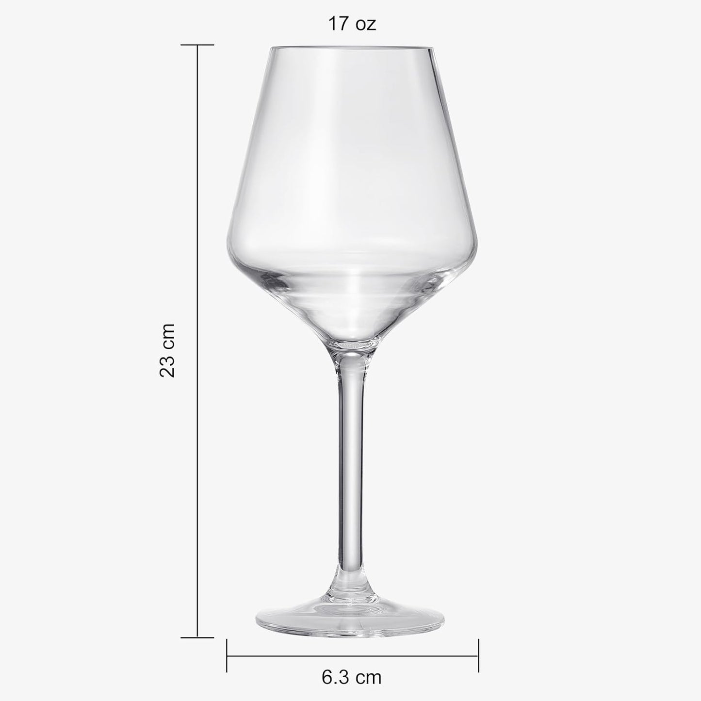 Unbreakable Stemmed Wine Glasses, Tritan Acrylic | Set of 6 | European Style Crystal Drinkware, 18oz