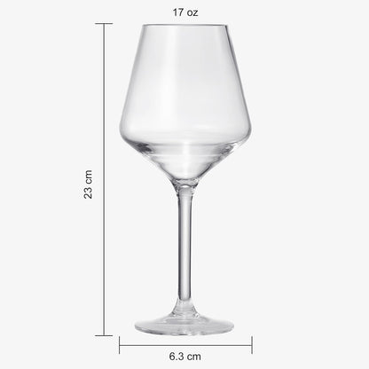 Unbreakable Stemmed Wine Glasses, Tritan Acrylic | Set of 6 | European Style Crystal Drinkware, 18oz