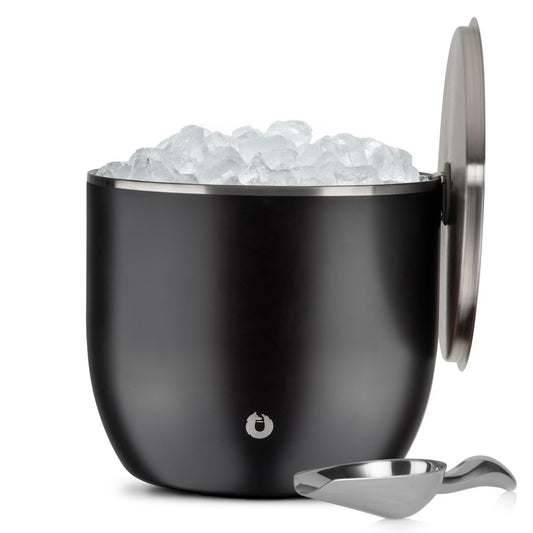SNOWFOX XL Premium Vacuum Insulated Stainless Steel Ice Bucket with Lid/Scoop, Bar Accessories, Large Elegant Party Bucket, Chill Several Bottles, Beautiful Entertaining, 7L, Matte Black