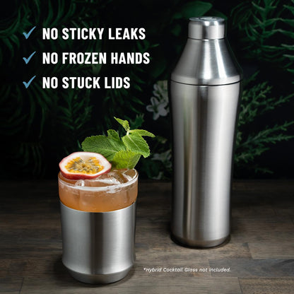 Elevated Craft Hybrid Cocktail Shaker - Premium Vacuum Insulated Stainless Steel Cocktail Shaker - Innovative Measuring System - Martini Shaker for the Home Bartender - 28oz Total Volume
