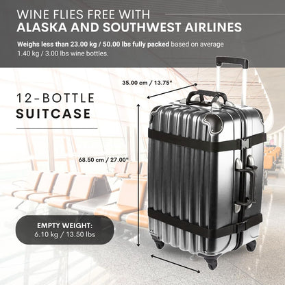 VinGardeValise® Grande Wine Suitcase – 12-Bottle Travel Luggage, TSA-Approved, Durable Hard Shell, Shockproof Foam, Secure Bottle Protection for Enthusiasts & Collectors - Silver