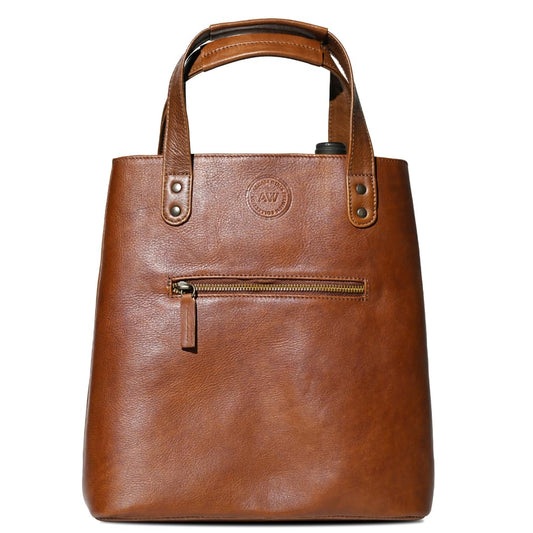 Argali Wines Premium Collection Genuine Leather Wine Tote Bag - Holds 2 Bottles, Phone Compartment Elegant Gift for Men & Women, Luxury Wine Carrier with Zipper Pocket (Brown)