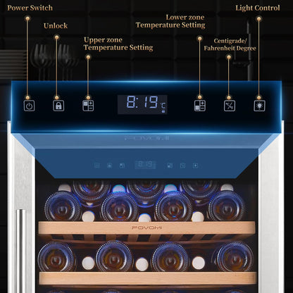 FOVOMI Wine Fridge,52-bottle Wine Cooler Refrigerators Freestanding Wine Refrigerator,(Bordeaux 750ml) Dual Zone Compressor Wine Chiller
