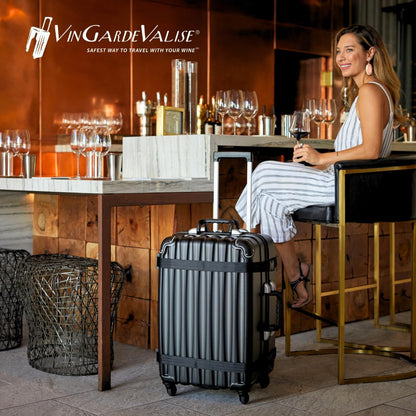 VinGardeValise® Grande Wine Suitcase – 12-Bottle Travel Luggage, TSA-Approved, Durable Hard Shell, Shockproof Foam, Secure Bottle Protection for Enthusiasts & Collectors - Silver