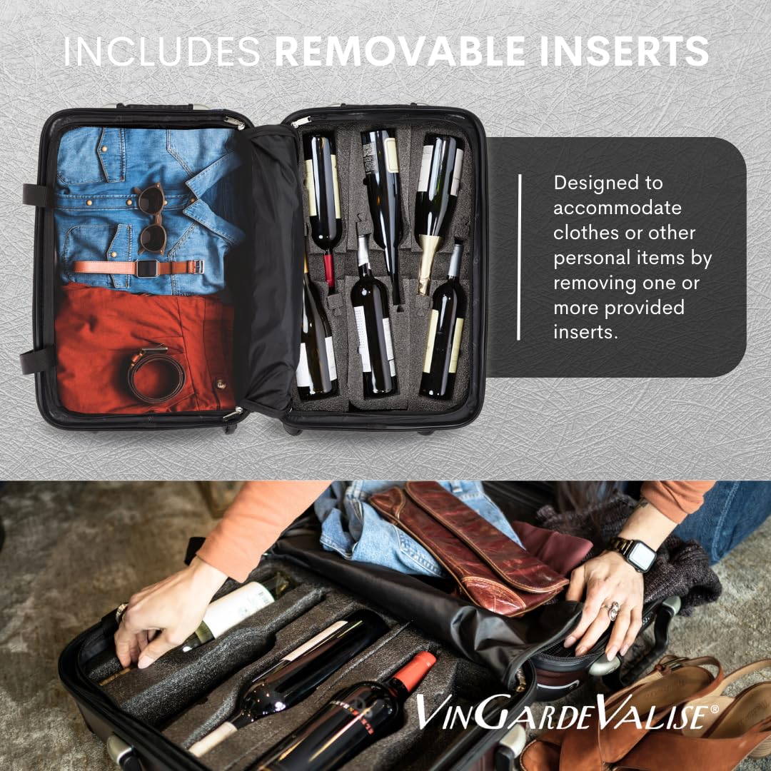 VinGardeValise® Grande Wine Suitcase – 12-Bottle Travel Luggage, TSA-Approved, Durable Hard Shell, Shockproof Foam, Secure Bottle Protection for Enthusiasts & Collectors - Silver