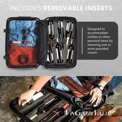 VinGardeValise® Grande Wine Suitcase – 12-Bottle Travel Luggage, TSA-Approved, Durable Hard Shell, Shockproof Foam, Secure Bottle Protection for Enthusiasts & Collectors - Silver