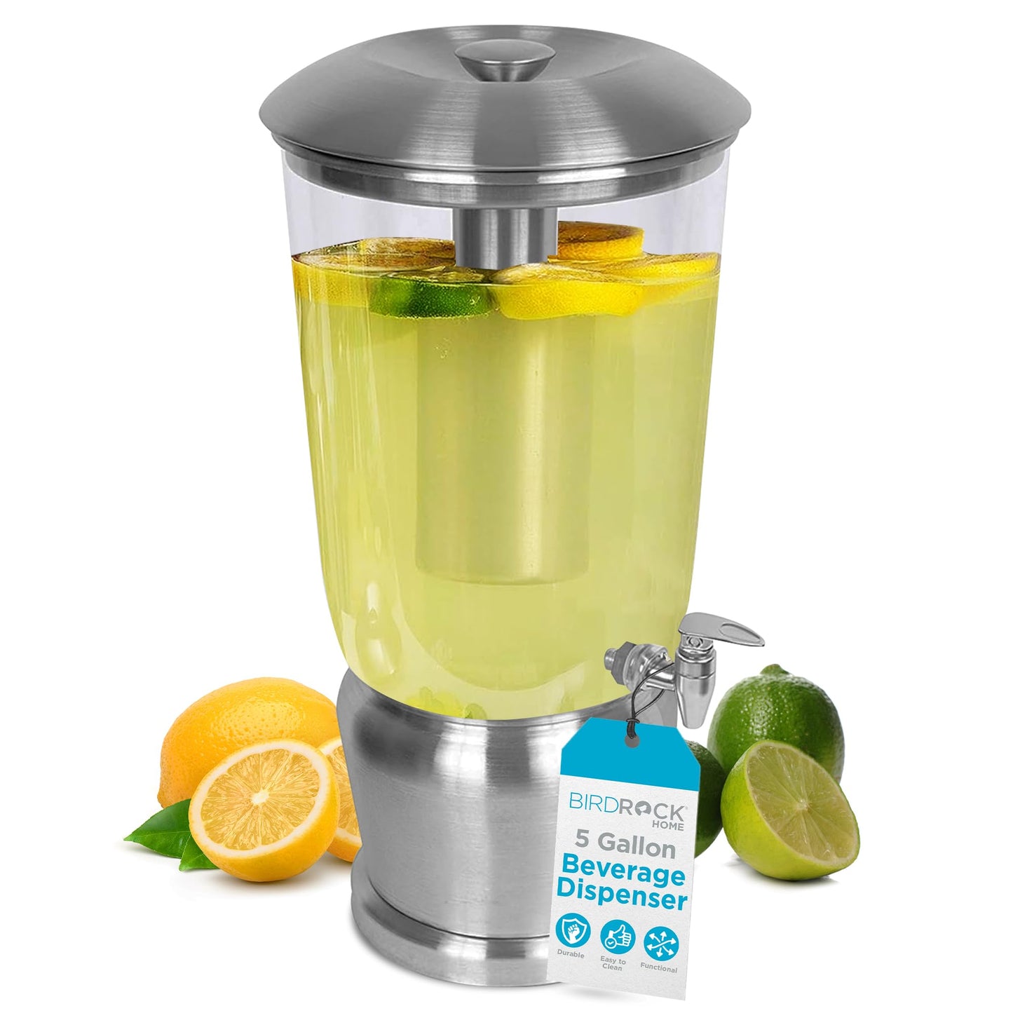 BirdRock Home 5 Gallon Stainless Steel Beverage Dispenser - Silver