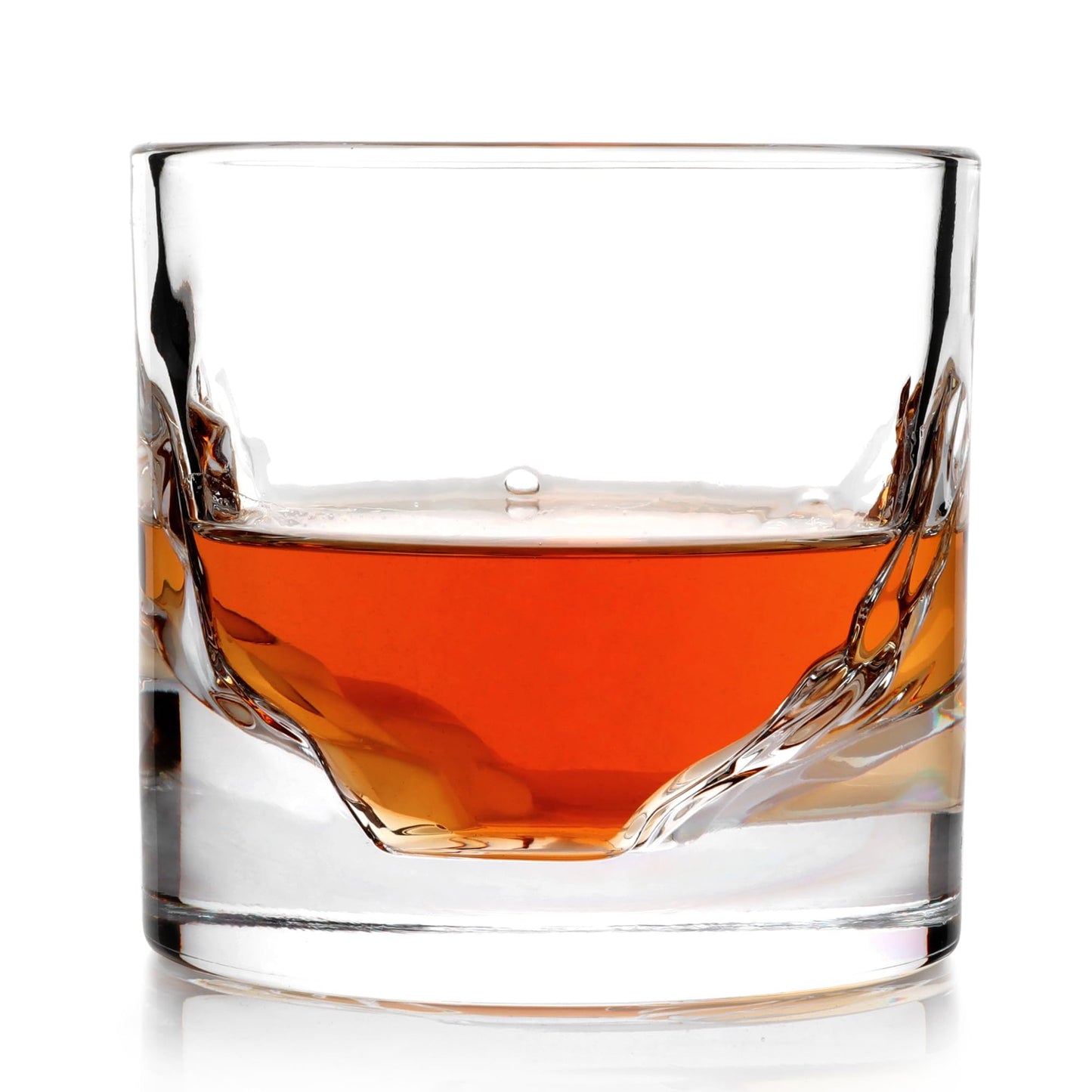 LIITON Grand Canyon Heavy Crystal Whiskey Glasses Gift Set of 4, Thick Freezable Bourbon Glass 1lb Each, Premium Whiskey Gifts for Men, Frozen Crystal Chills Cocktails, 10 oz