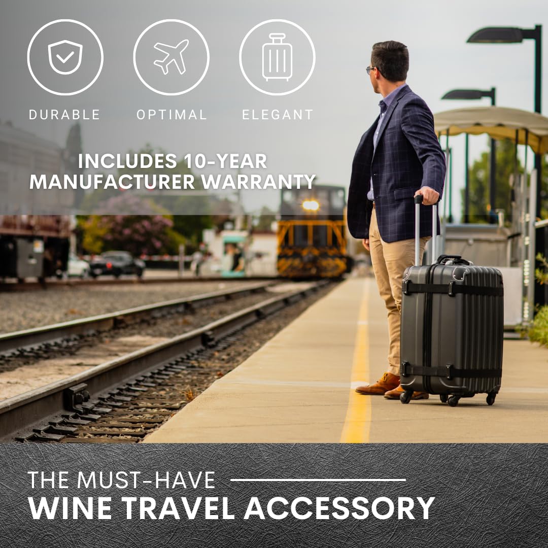 VinGardeValise® Grande Wine Suitcase – 12-Bottle Travel Luggage, TSA-Approved, Durable Hard Shell, Shockproof Foam, Secure Bottle Protection for Enthusiasts & Collectors - Silver