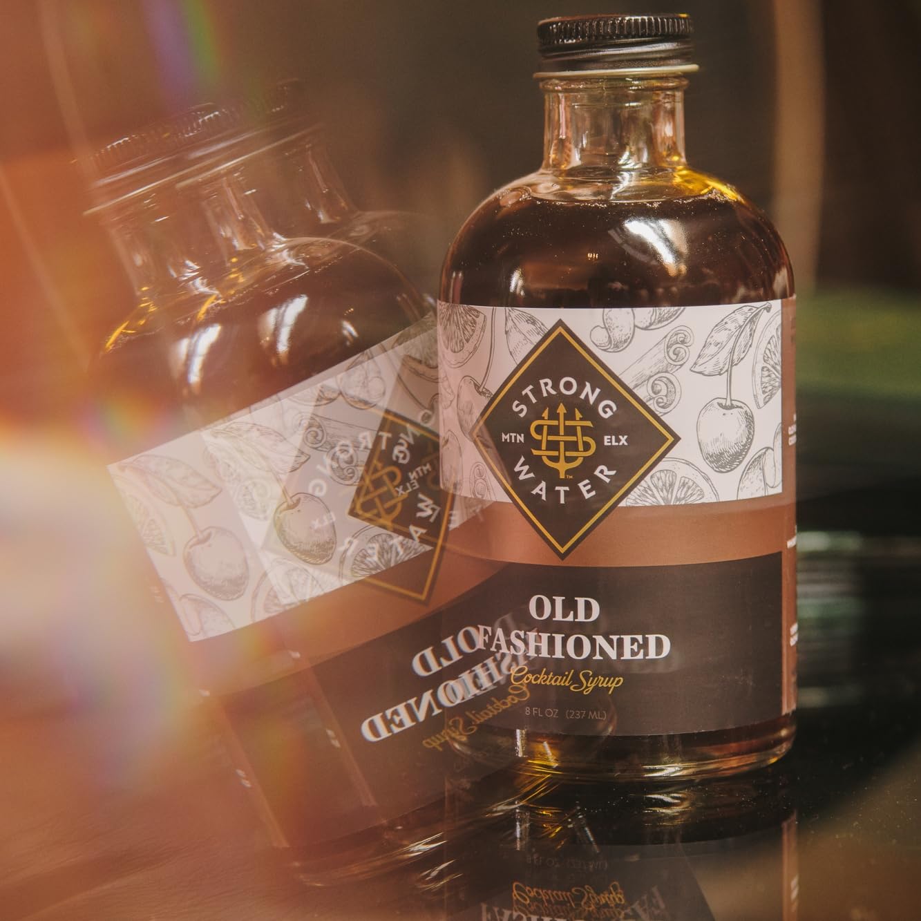 Strongwater Old Fashioned Mix - Makes 32 Cocktails - Handcrafted Old Fashioned Syrup with Bitters, Orange, Cherry, Organic Demerara Sugar - Craft Cocktail Mixer, Just Mix with Bourbon,Whiskey - 1 Pack