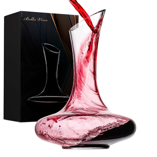 Large Elegant Red Wine Decanter Aerator Pourer - 100% Hand Blown Lead-Free Clear Crystal Glass - Wine Carafe Bottle, Wine Lovers Accessory Gift - 1600ml.