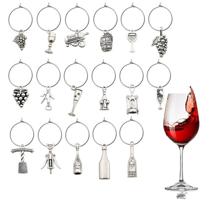 WOCRAFT Craft Supplies Wine Glass Charms Markers Tasting Party Decoration Supplies Gift with 25mm Strong Stainless Steel Wine Glass Charm Rings (M307+10575)