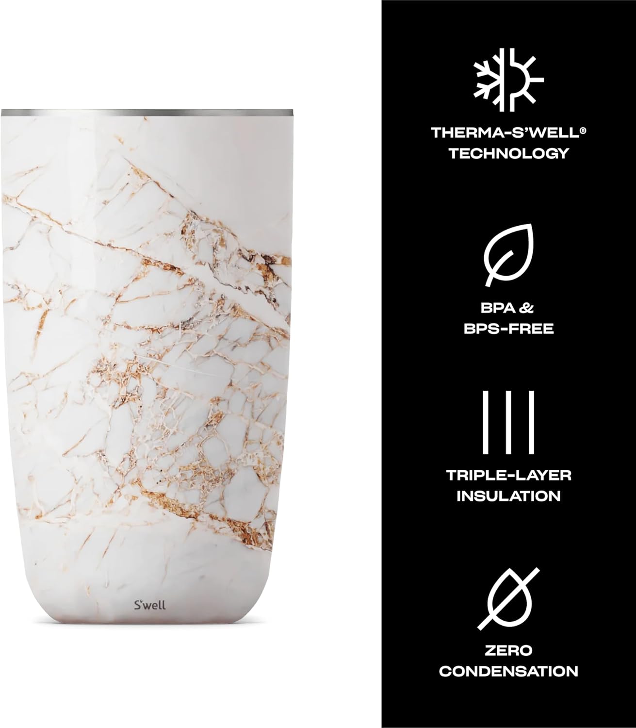 Swell 25OZ Wine Chiller- Calacatta Gold