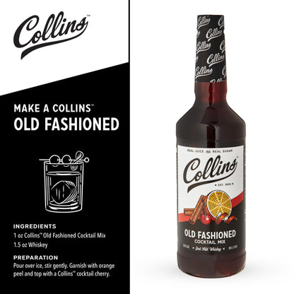 Collins Old Fashioned Kit, Whiskey Cocktail Mix, Orange Garnish, Bourbon Cherries, Drink Picks, Home Bar Accessories, Home Bar Kit, bartender Mixer, Drinking Gifts, Mixology Cocktail kit, Set of 4
