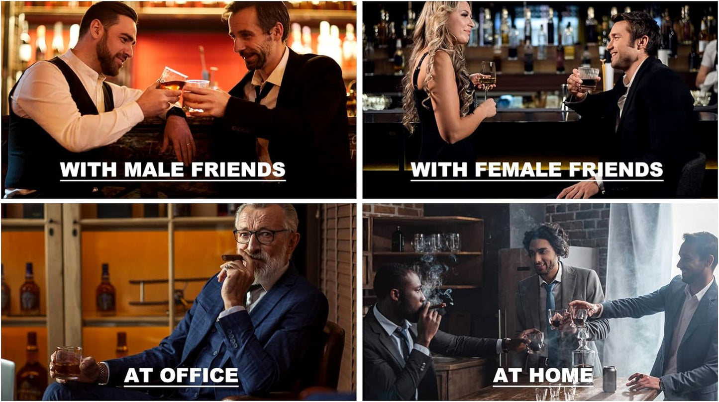 Whiskey Stones Gift Set - Whiskey Glass Set of 2 - Granite Chilling Whiskey Rocks - Scotch Bourbon Box Set -Father'S Day Birthday Gifts for Men Drinking Gift for Dad Him Husband Party Holiday Present