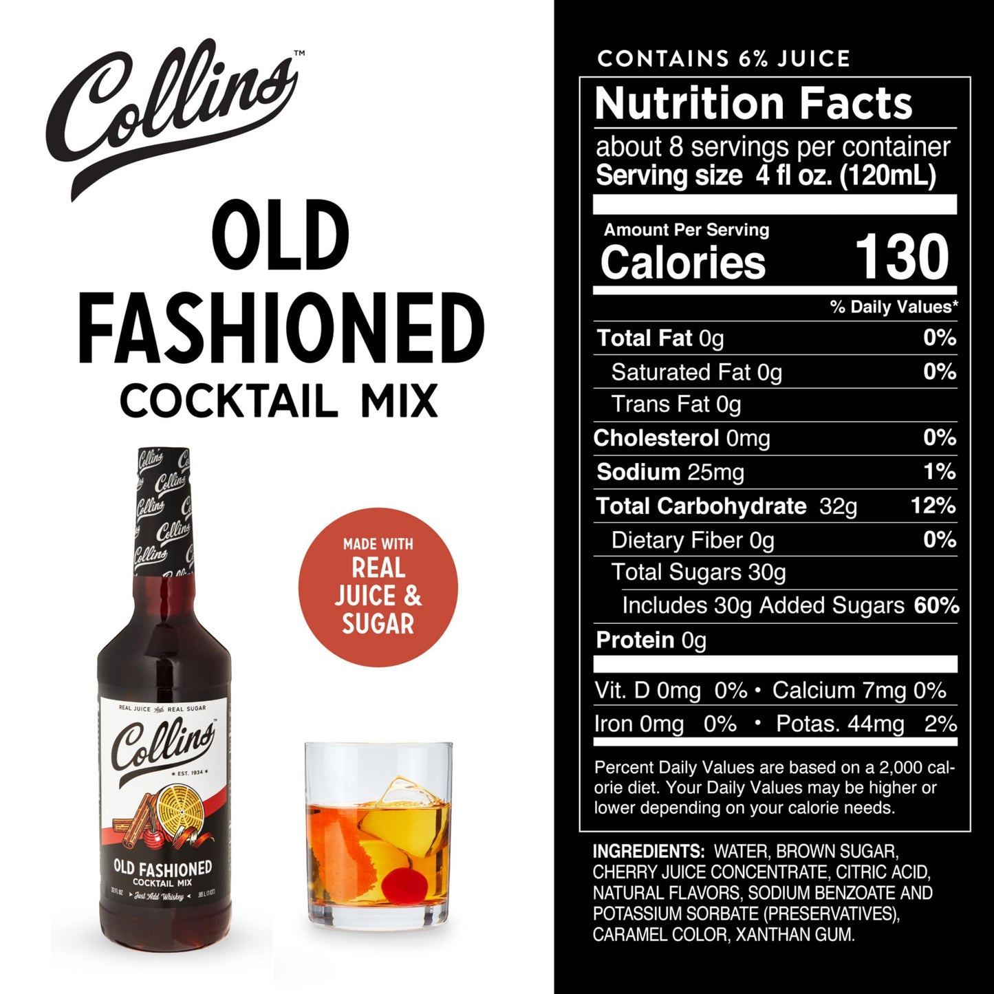 Collins Old Fashioned Kit, Whiskey Cocktail Mix, Orange Garnish, Bourbon Cherries, Drink Picks, Home Bar Accessories, Home Bar Kit, bartender Mixer, Drinking Gifts, Mixology Cocktail kit, Set of 4