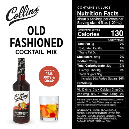 Collins Old Fashioned Kit, Whiskey Cocktail Mix, Orange Garnish, Bourbon Cherries, Drink Picks, Home Bar Accessories, Home Bar Kit, bartender Mixer, Drinking Gifts, Mixology Cocktail kit, Set of 4