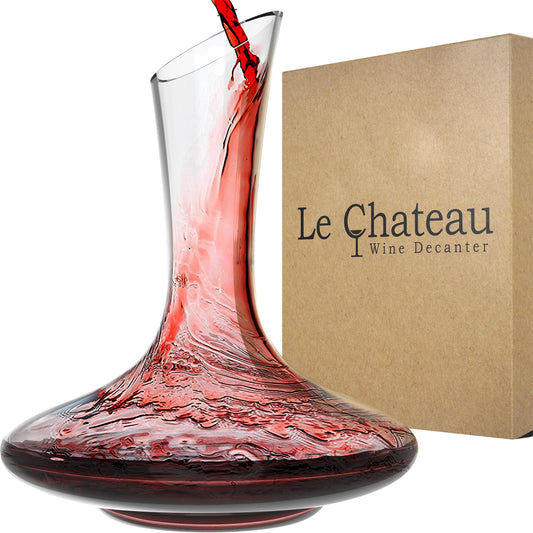 Le Chateau Large Elegant Wine Decanter with Aerator - Hand Blown Lead-Free Crystal Glass Wine Carafe, 750ml Red Wine Decanter, Wine Aerator Accessory for Wine Lovers
