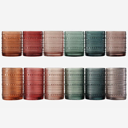 Hobnail Drinking Glasses Pastel Colored Beaded Drinking | Set of 12