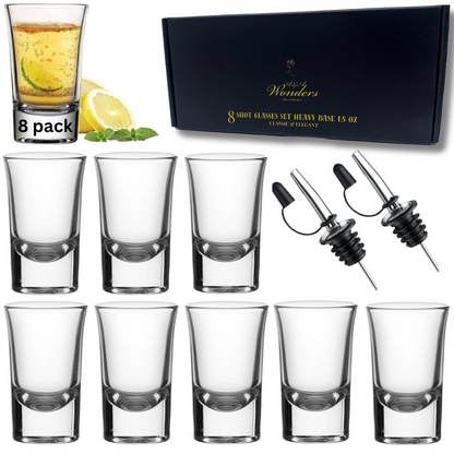 Shot Glasses 1.5Oz Set Of 8 With Heavy Base Shot Glass Set - Clear