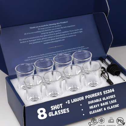 Shot Glasses 1.5Oz Set Of 8 With Heavy Base Shot Glass Set - Clear