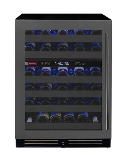 Allavino Reserva Series 50 Bottle 34" Tall Single or Dual Zone Black Stainless Steel Wine Cooler Refrigerator