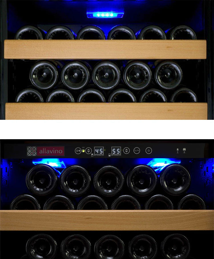 Allavino Vite Series 99 Bottle Single/Dual Zone Freestanding Wine Cooler Refrigerator with Black Door - Right Hinge