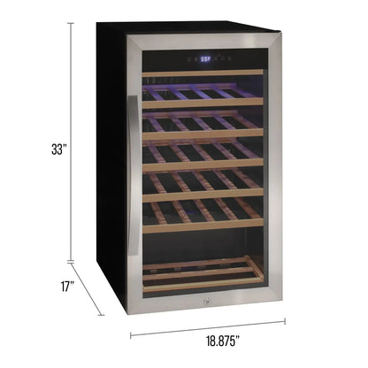 Allavino Cascina Series 33 Bottle Single Zone Freestanding Wine Refrigerator Cooler with Stainless Steel Door