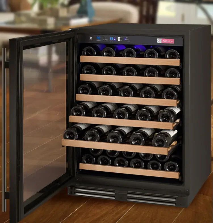 Allavino 24" Wide FlexCount II Tru-Vino 56 Bottle Single or Dual Zone Black Wine Refrigerator