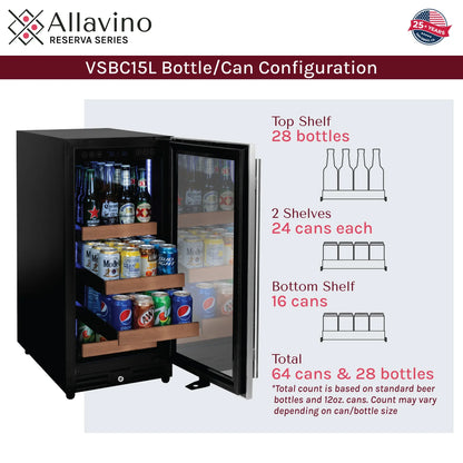Allavino 15" Wide Reserva Series Stainless Steel Beverage Center
