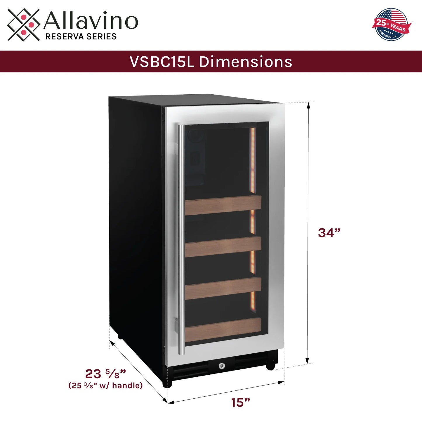 Allavino 15" Wide Reserva Series Stainless Steel Beverage Center