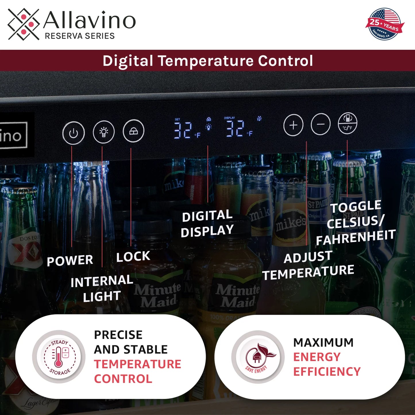 Allavino 24" Wide Reserva Series Stainless Steel  Beverage Center