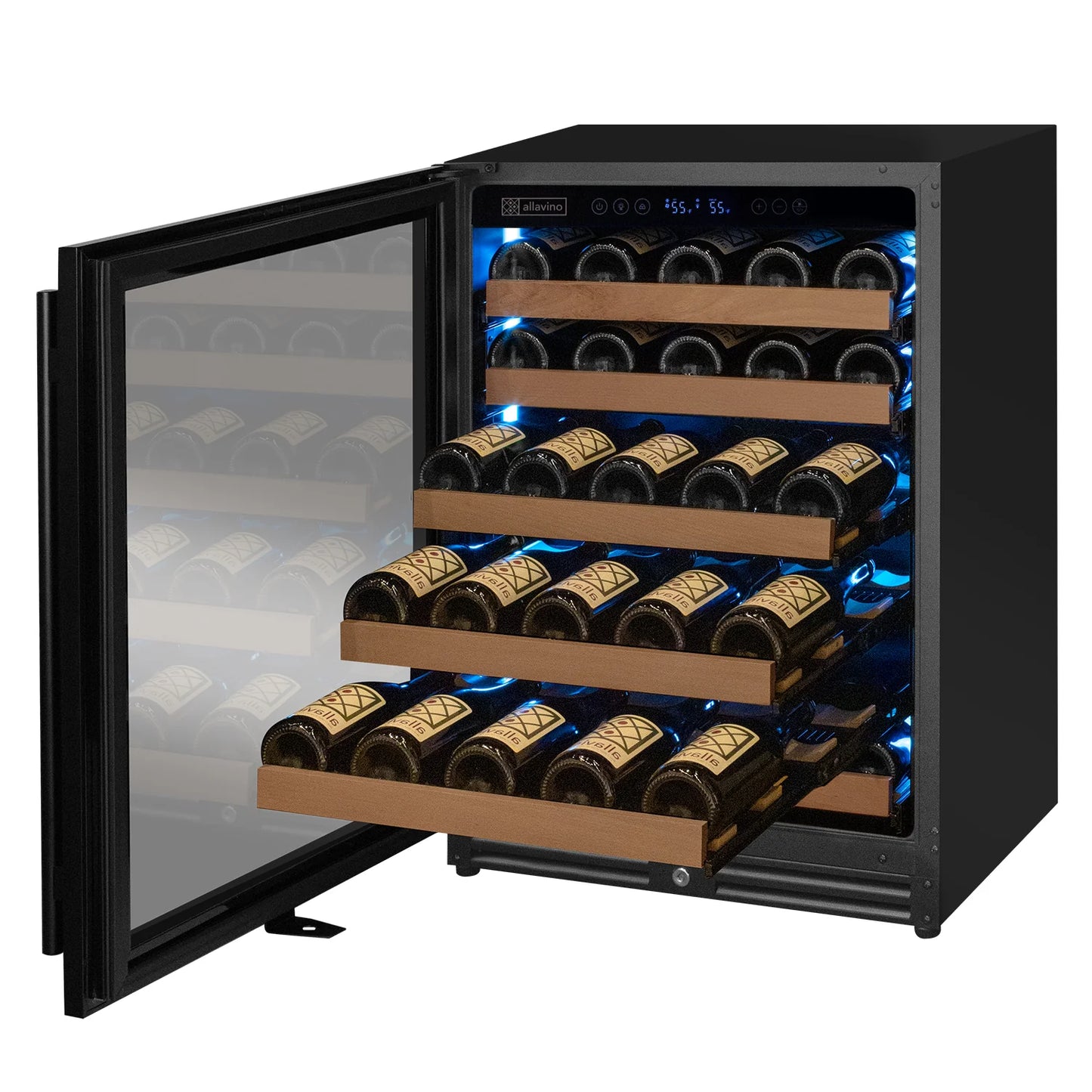 Allavino Reserva Series - 51 Bottle Single or Dual Zone Built-in Luxury Wine Refrigerator with Black Door