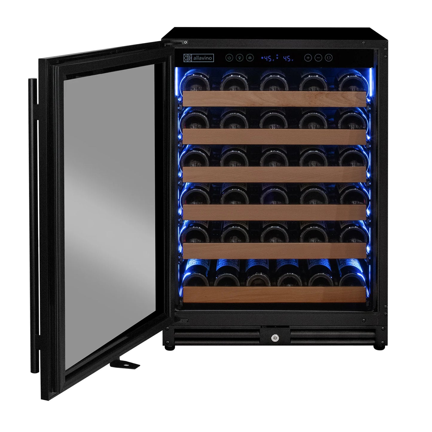 Allavino Reserva Series - 51 Bottle Single or Dual Zone Built-in Luxury Wine Refrigerator with Black Door