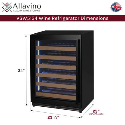 Allavino Reserva Series - 51 Bottle Single or Dual Zone Built-in Luxury Wine Refrigerator with Black Door