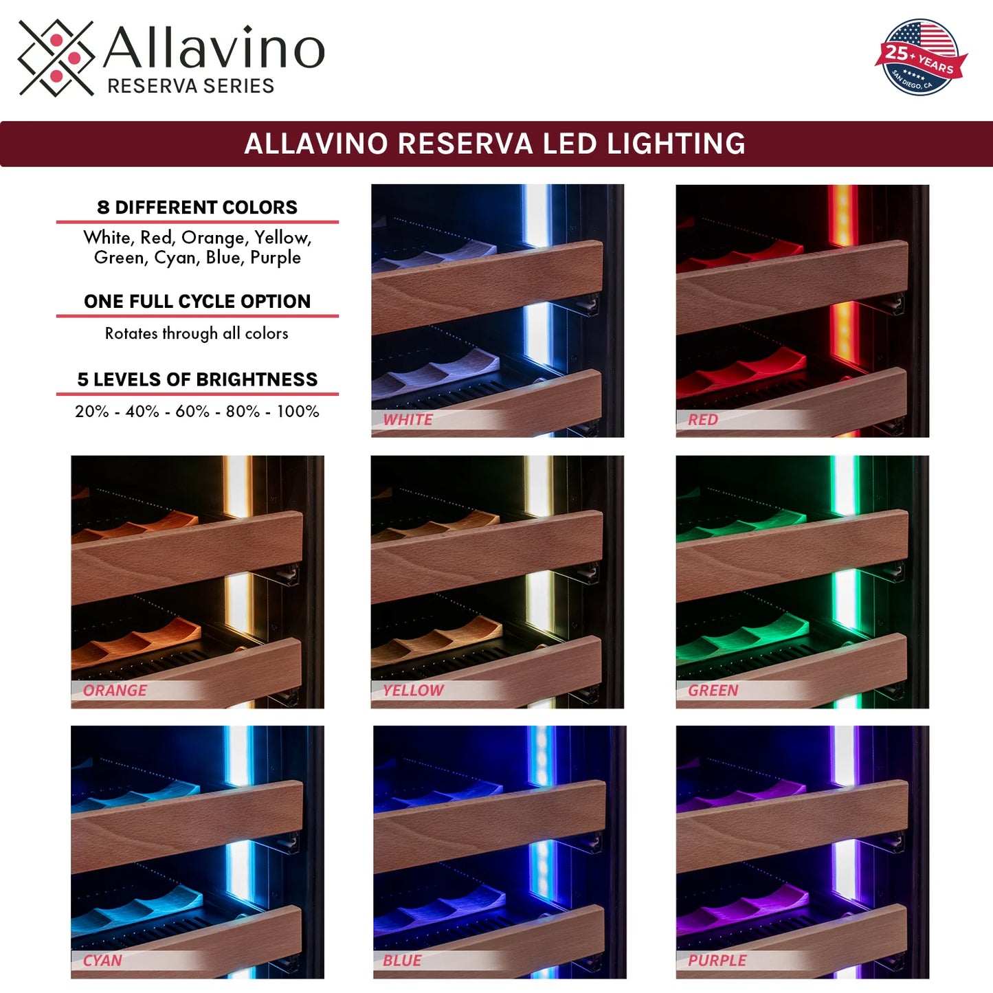 Allavino Reserva Series - 51 Bottle Single or Dual Zone Built-in Luxury Wine Refrigerator with Stainless Steel Door